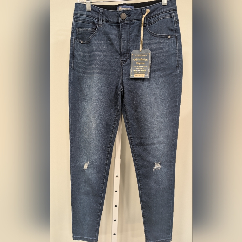 Democracy Dark Blue Skinny Jeans with Subtle Distress